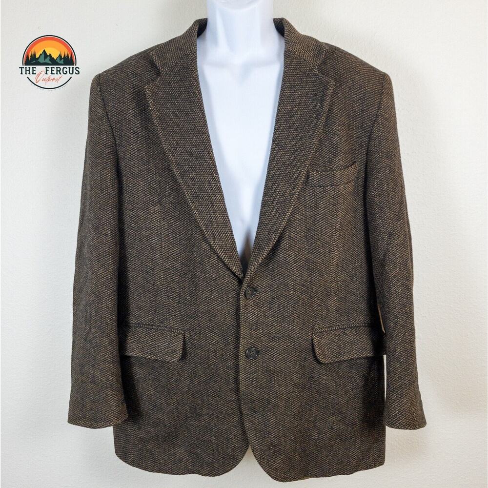 American Trend Sport Coat Mens Lambs Wool Lined Herringbone USA Size 42R